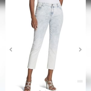 Platinum Striped Dip-Dye Crop Jeans